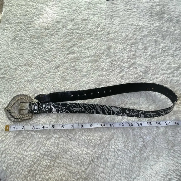 Carol Van Wyck Vintage Chunky Buckle Black Grey Printed Western Belt main image 8